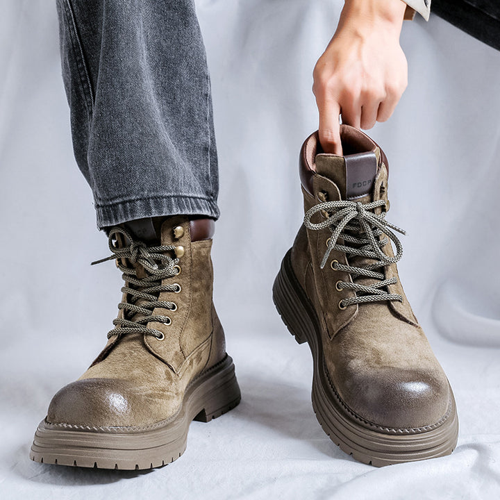 Gefütterte Herren-Arbeitsstiefel, Vintage-Stil