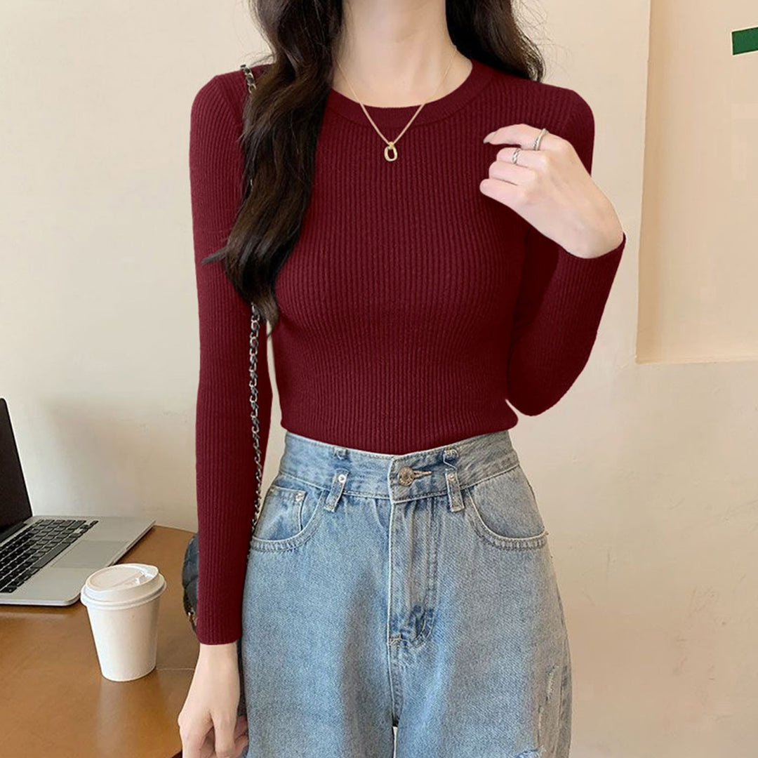 Damen-Strickpullover mit Rundhalsausschnitt