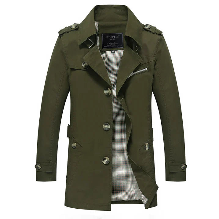 Drune | Herren Doppeltknopf-Trenchcoat - Epauletten-Detail