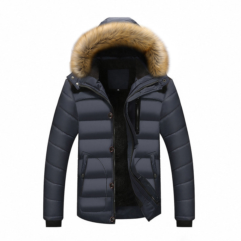 Herren Wärmende Winterjacke mit abnehmbarem Kunstfellkragen Drune