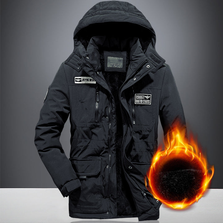 Herren Militärischer Funktionsparka mit Teddyfutter, Kapuze und Mehrfach-Taschen Drune
