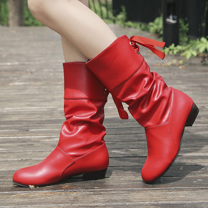 Damen Kniehohe Stiefel Drune