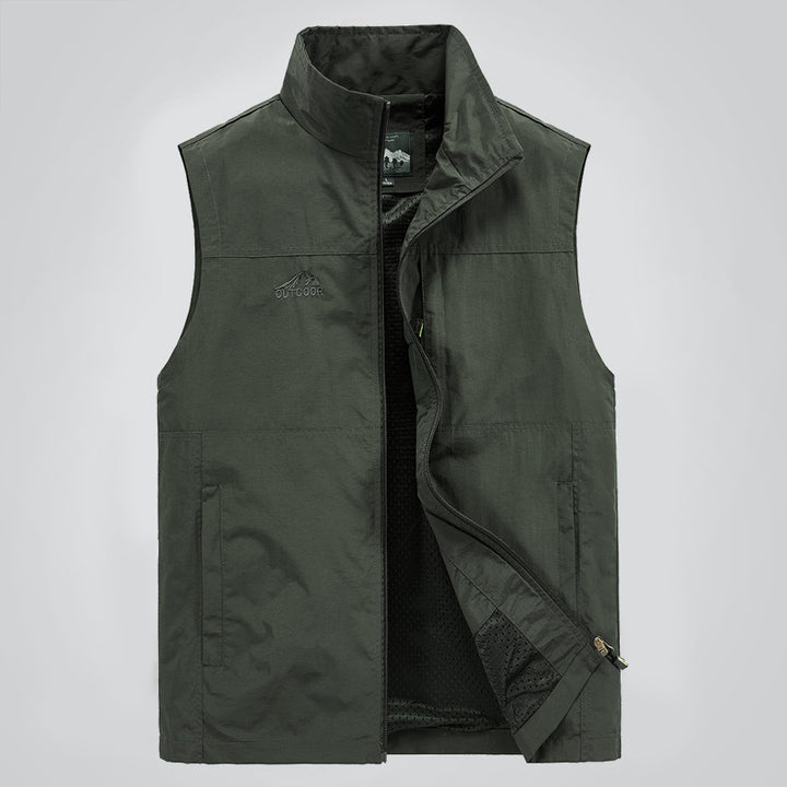 Herren Leichte winddichte Outdoor-Weste mit Stehkragen, Mesh-Futter & Reißverschlusstaschen Drune