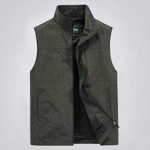 Herren Leichte winddichte Outdoor-Weste mit Stehkragen, Mesh-Futter & Reißverschlusstaschen Drune