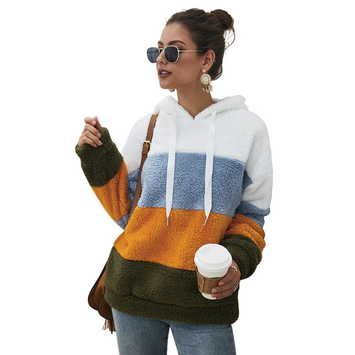 Damen Kuscheliger Fleece-Hoodie mit Farbblockdesign Drune