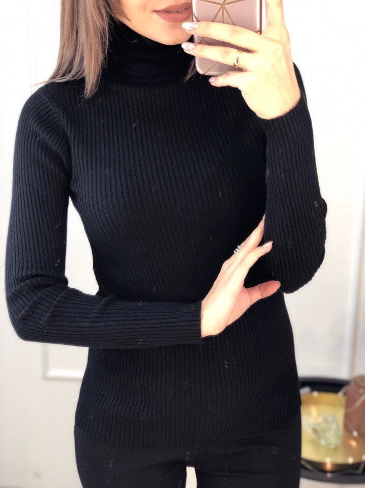 Damen Rollkragenpullover aus feinem Rippstrick Drune