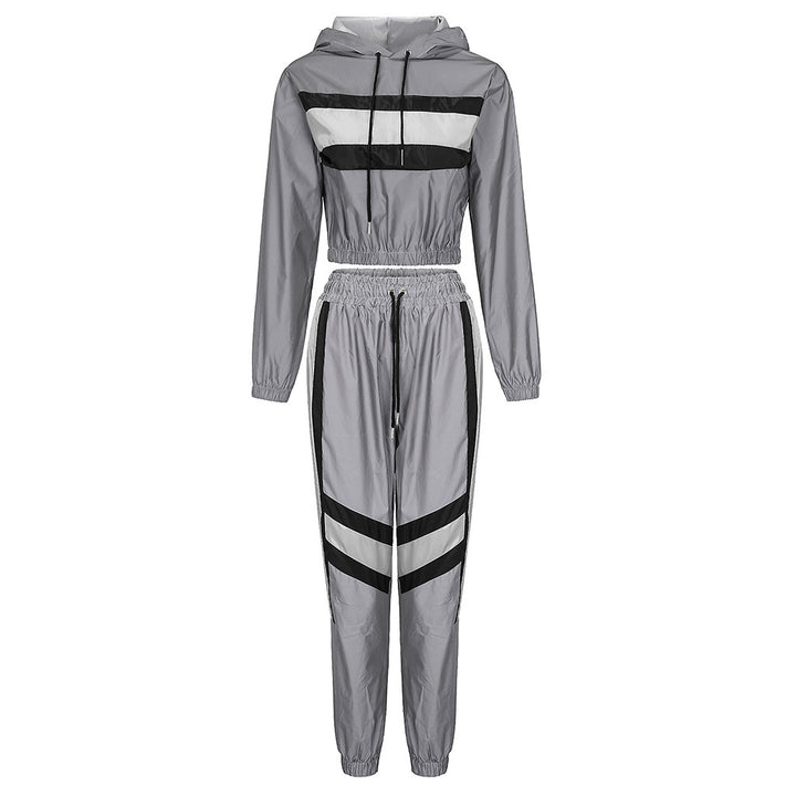 Damen Cropped Hoodie mit sportlichem Streifen-Design Drune