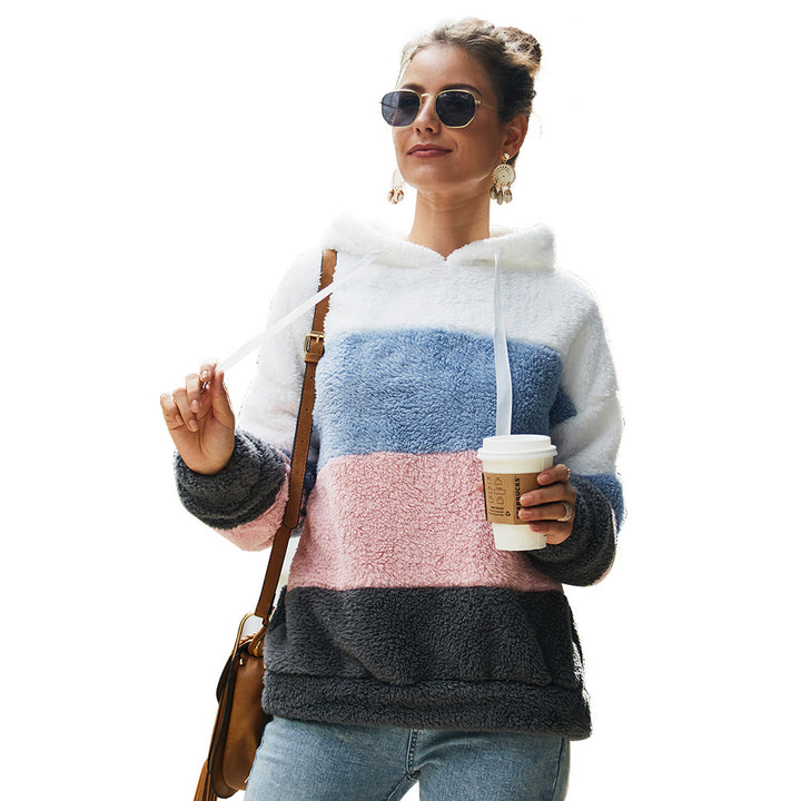 Damen Kuscheliger Fleece-Hoodie mit Farbblockdesign Drune
