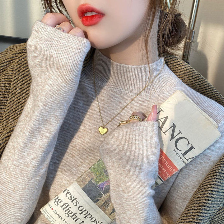 Damen-Strickpullover, Stehkragen, figurbetont