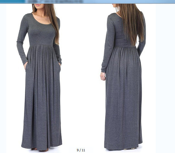 Damen Alltagstaugliches Maxikleid mit praktischen Taschen und fließendem Schnitt Drune