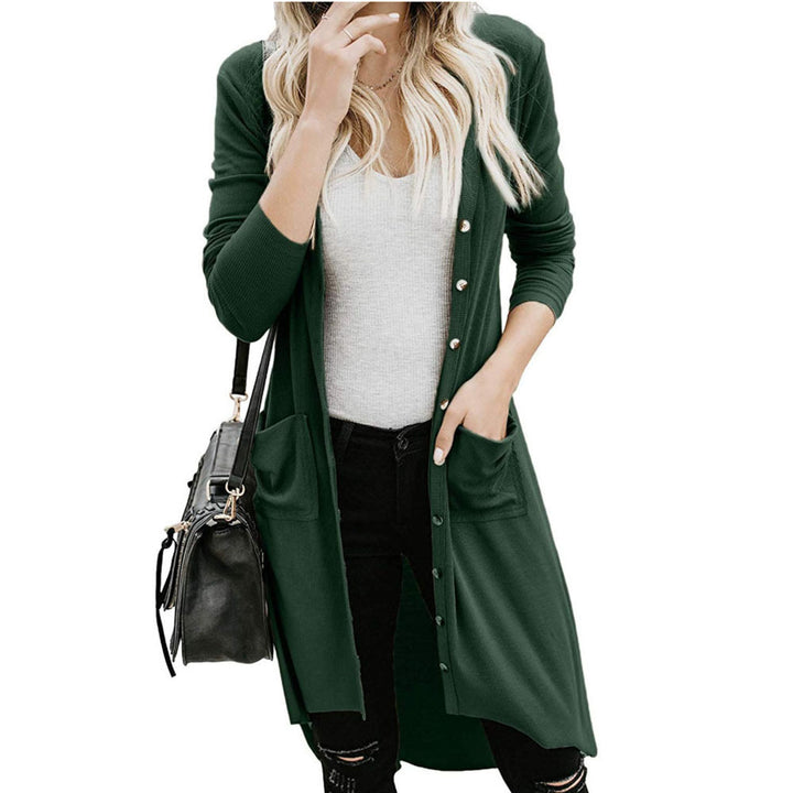 Damen Langarm Strickjacke mit Knopfdetails und seitlichen Taschen Drune