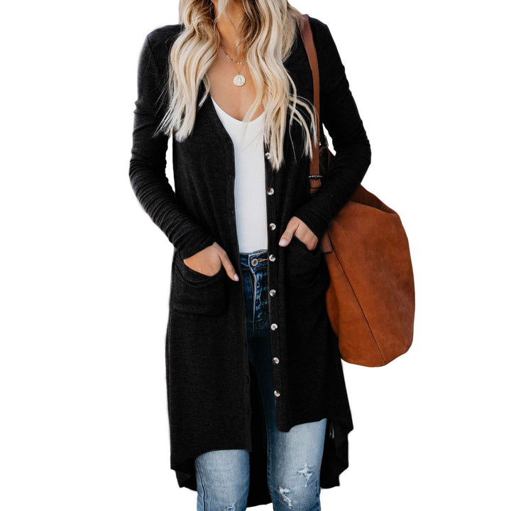 Damen Langarm Strickjacke mit Knopfdetails und seitlichen Taschen Drune