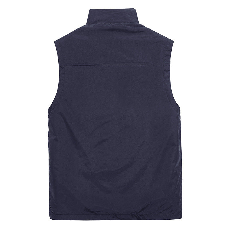 Herren Leichte winddichte Outdoor-Weste mit Stehkragen, Mesh-Futter & Reißverschlusstaschen Drune