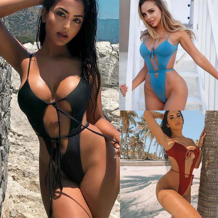 Damen Einteiliger Badeanzug mit aufregendem Cut-Out und verspieltem Bindungselement Drune