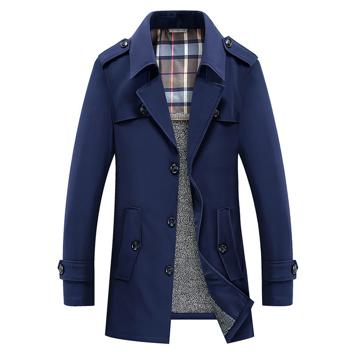 Herren klassischer Trenchcoat mit gesteppter Thermofütterung und kariertem Innenfutter Drune
