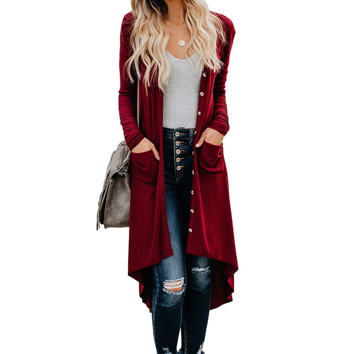 Damen Langarm Strickjacke mit Knopfdetails und seitlichen Taschen Drune