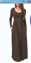 Damen Alltagstaugliches Maxikleid mit praktischen Taschen und fließendem Schnitt Drune