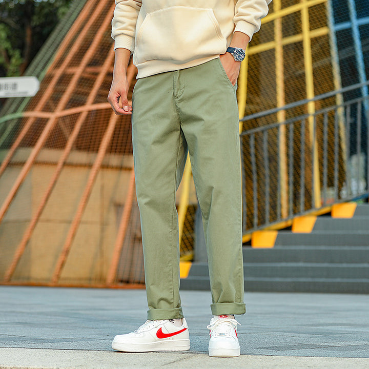 Herren Twill-Hose im Camouflage-Muster mit geradem Schnitt und Gürtelschlaufen Drune