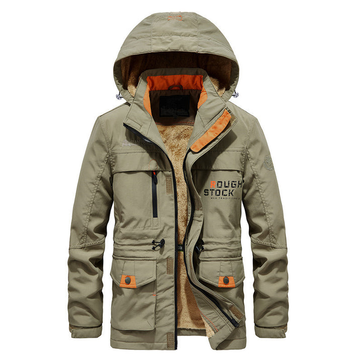 Herren Expedition-Parka mit Teddy-Innenfutter, abnehmbarer Kapuze und Reißverschluss-Brusttasche Drune
