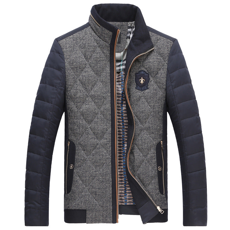 Herren gesteppte Thermo-Steppjacke mit Kunstleder-Schulterpasse und Teddykragen Drune