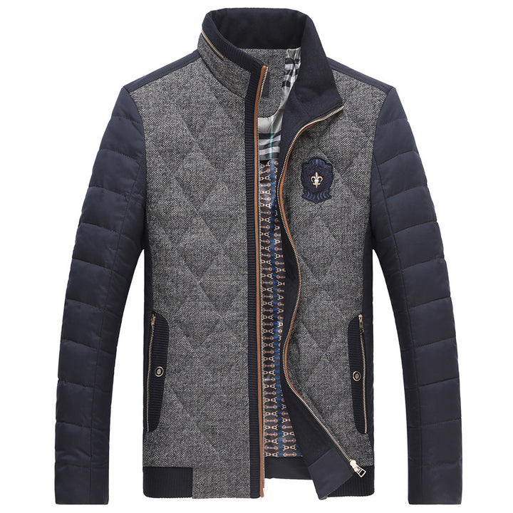 Herren gesteppte Thermo-Steppjacke mit Kunstleder-Schulterpasse und Teddykragen Drune