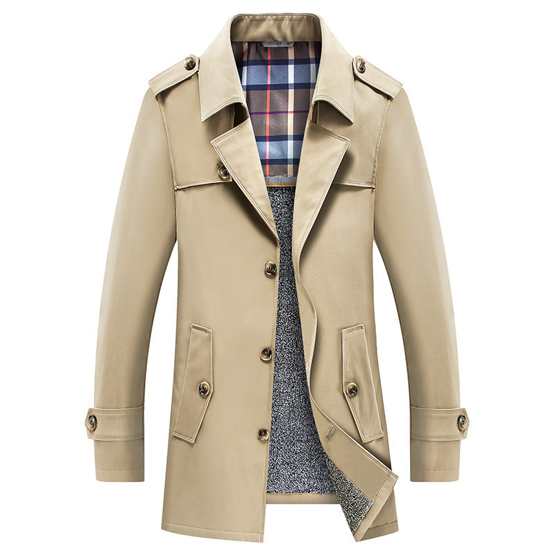 Herren klassischer Trenchcoat mit gesteppter Thermofütterung und kariertem Innenfutter Drune
