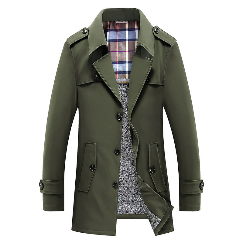 Herren klassischer Trenchcoat mit gesteppter Thermofütterung und kariertem Innenfutter Drune