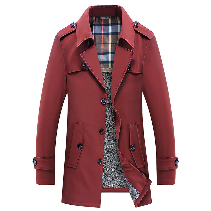 Herren klassischer Trenchcoat mit gesteppter Thermofütterung und kariertem Innenfutter Drune