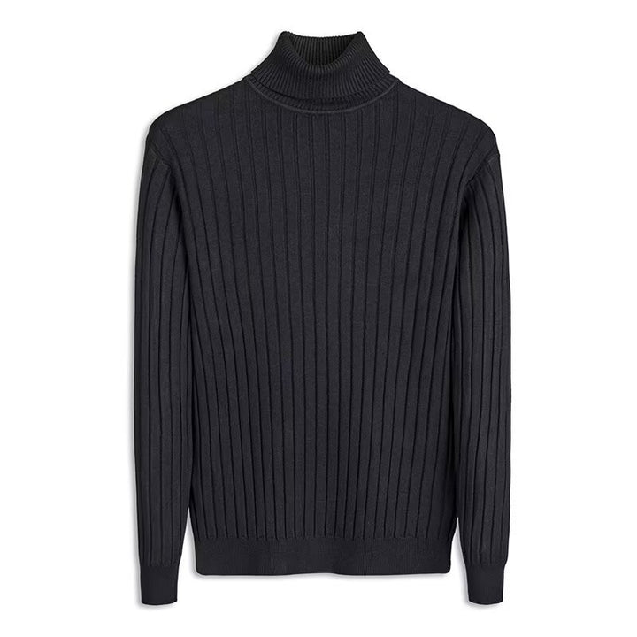 Herren-Strickpullover mit umschlagbarem Stehkragen