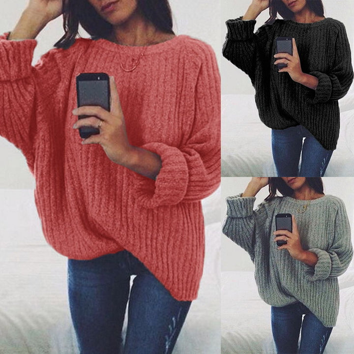 Damen Lässiger Strickpullover mit übergroßem Schnitt und strukturiertem Design Drune