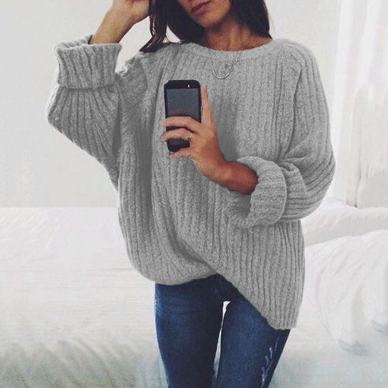 Damen Lässiger Strickpullover mit übergroßem Schnitt und strukturiertem Design Drune