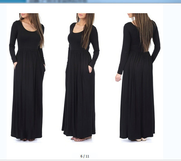 Damen Alltagstaugliches Maxikleid mit praktischen Taschen und fließendem Schnitt Drune