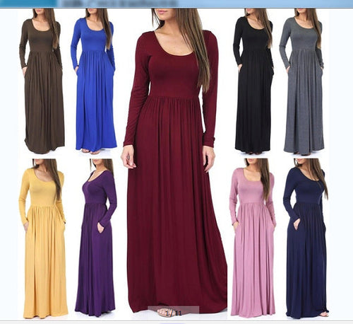 Damen Alltagstaugliches Maxikleid mit praktischen Taschen und fließendem Schnitt Drune