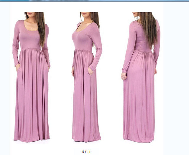 Damen Alltagstaugliches Maxikleid mit praktischen Taschen und fließendem Schnitt Drune