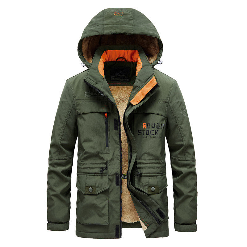 Herren Expedition-Parka mit Teddy-Innenfutter, abnehmbarer Kapuze und Reißverschluss-Brusttasche Drune
