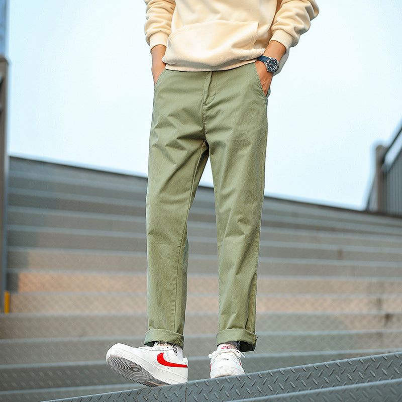 Herren Twill-Hose im Camouflage-Muster mit geradem Schnitt und Gürtelschlaufen Drune