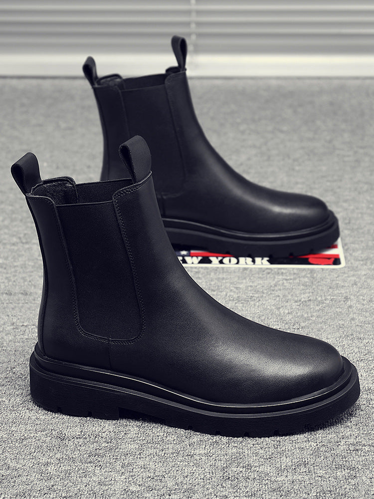 Herren-Chelsea-Stiefel aus Rindsleder, mittelhoher Schaft