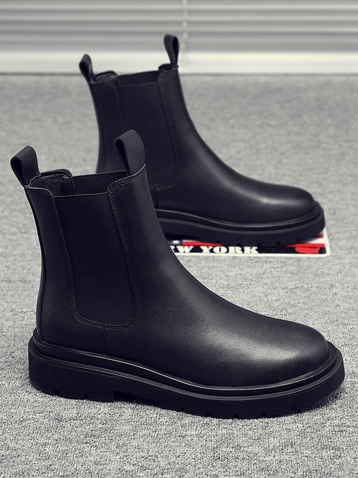 Herren-Chelsea-Stiefel aus Rindsleder, mittelhoher Schaft