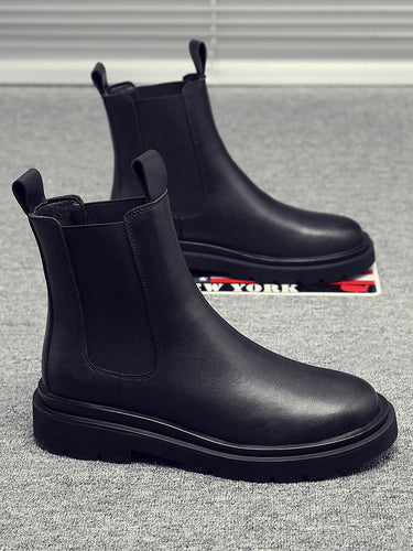 Herren-Chelsea-Stiefel aus Rindsleder, mittelhoher Schaft