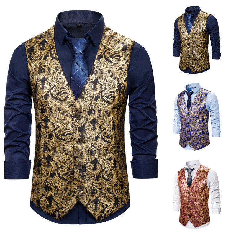 Herren elegante Brokat-Weste im luxuriösen Design Drune