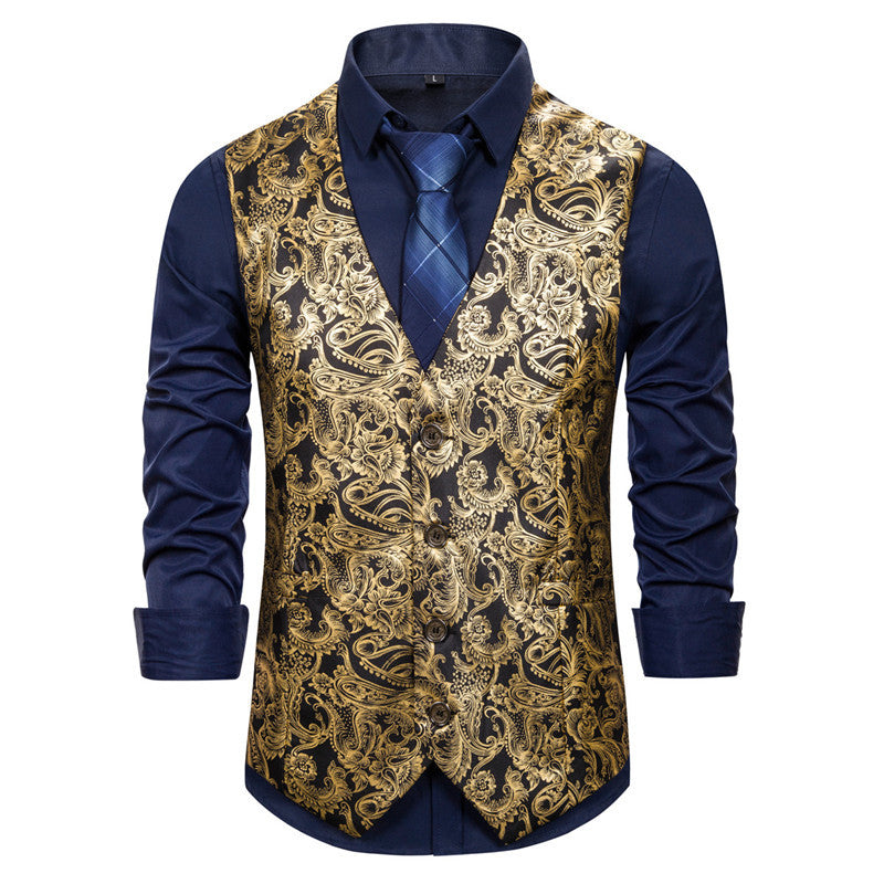 Herren elegante Brokat-Weste im luxuriösen Design Drune