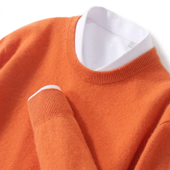 Herren-Wollpullover mit Rundhalsausschnitt