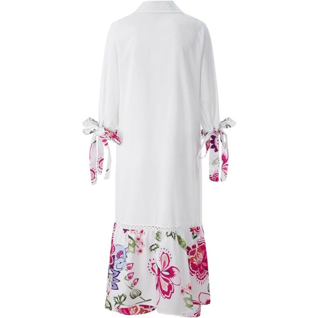 Drune | Maxikleid mit Knopfleiste und Blumenmuster am Saum