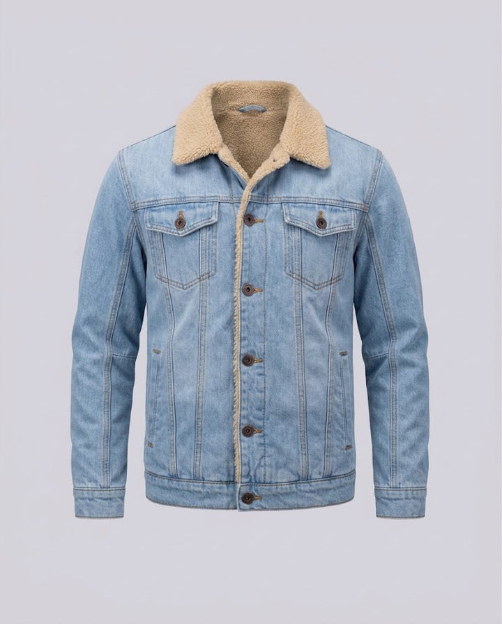 Herren Freizeit Denim Jacke mit Teddy-Fütterung Drune