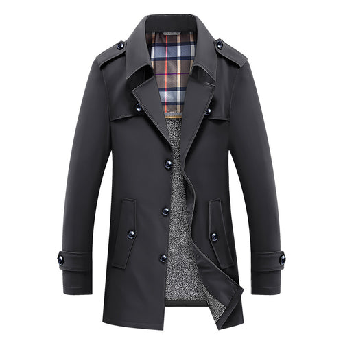 Herren klassischer Trenchcoat mit gesteppter Thermofütterung und kariertem Innenfutter Drune