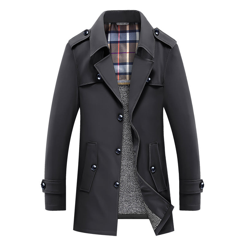 Herren klassischer Trenchcoat mit gesteppter Thermofütterung und kariertem Innenfutter Drune
