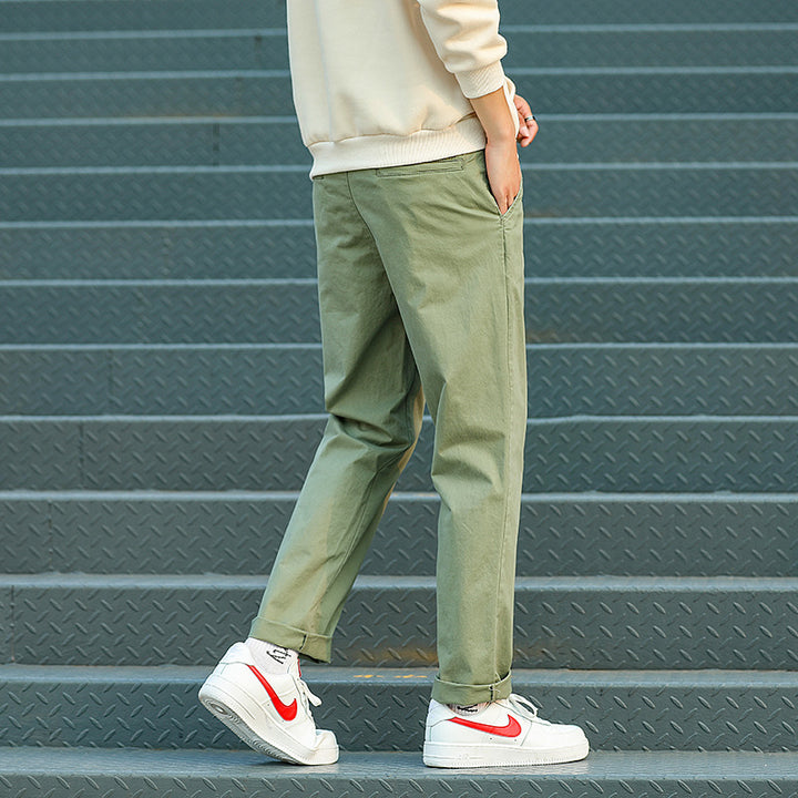 Herren Twill-Hose im Camouflage-Muster mit geradem Schnitt und Gürtelschlaufen Drune