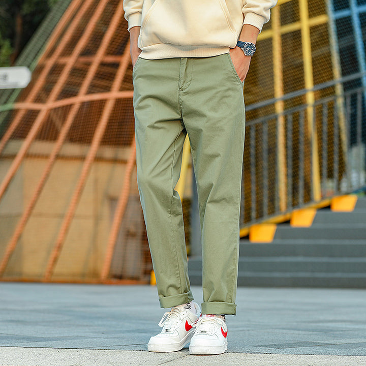 Herren Twill-Hose im Camouflage-Muster mit geradem Schnitt und Gürtelschlaufen Drune