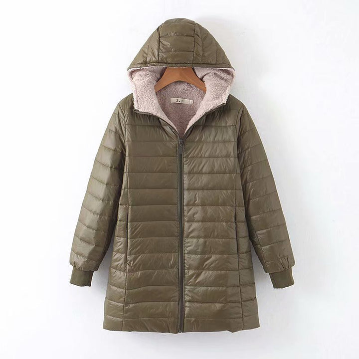 Damen Gefütterte Steppjacke mit Kapuze und Teddyfutter Drune