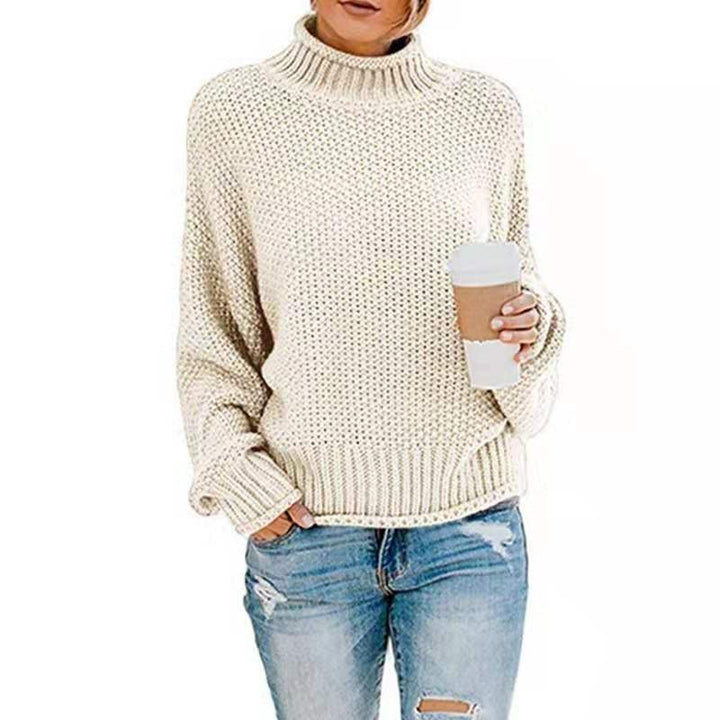 Damen Grobgestrickter Boxy-Rollkragenpullover mit strukturierter Waffeloptik und geripptem Saum Drune